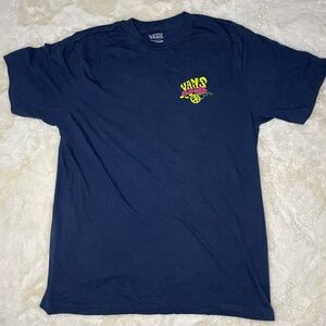 Vans Navy Blue w/day glow print and skeleton graphic front and back- Boys  XL